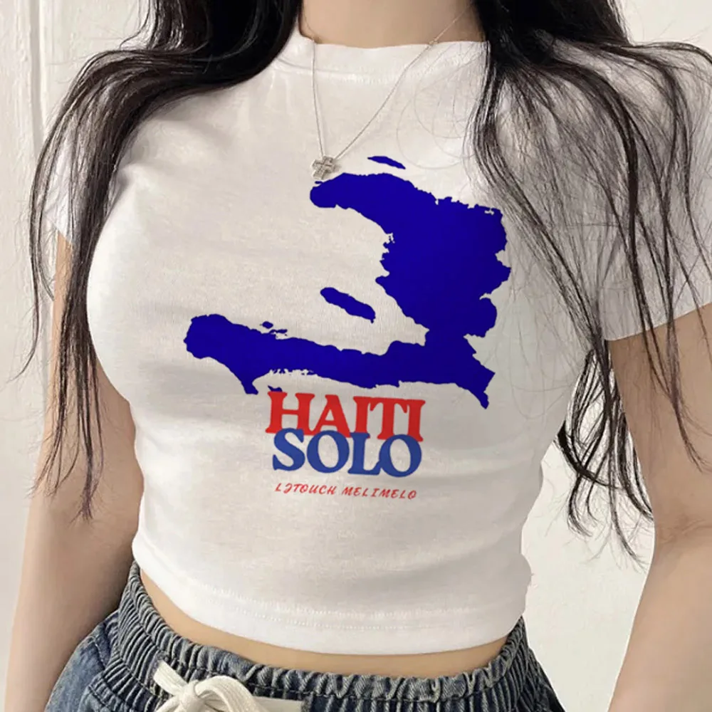 Haiti crop top teen meme cheap korean fashion emo 2000s t-shirt clearance sales dollette emo goth scene