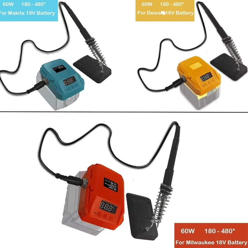60W Electric Soldering Iron For Makita/Dewelt/Milwaukee 20V battery Wireless Welding Tool 480 ℃ Fast Heating Soldering Stations