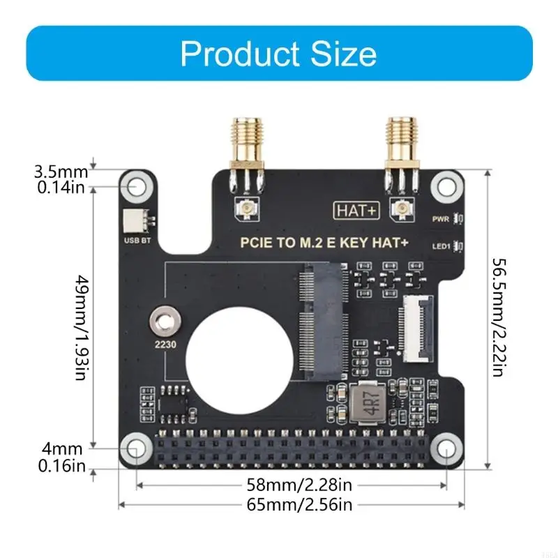 PCIE M.2 E Key HAT+ Adapter Board Compatible For Pi 5 Adapter Board for Enhances Wireless Connectivity USB to SH1.0 2Pin