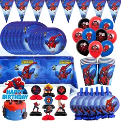 Spiderman Birthday Party Decorations Tableware Balloons Backdrop Plates Cups Napkin Kit Spiderman Theme Deco Child Supplies Set