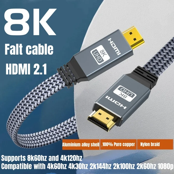 MIZIQIER HDMI 2.1 Kabel Falt HDMI Koord 8K60Hz 4K120Hz 144hz 48Gbps EARC HDCP Ultra Hoge Snelheid HDR voor HDTV Laptop Projector PS5