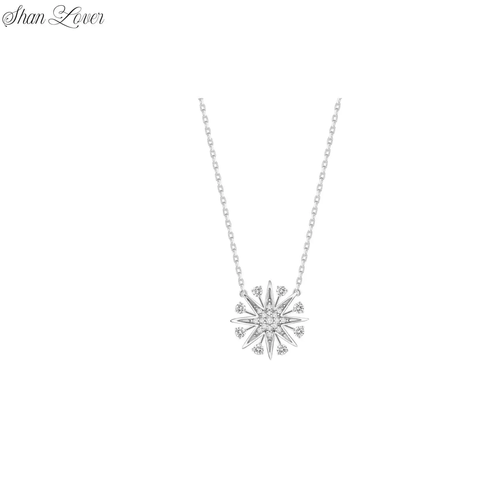 

ShanLover Brand New Design Style Round Diamond 925 Pure Sterling Silver Pendants Chain Necklaces S925 Silver Jewelry For Woman