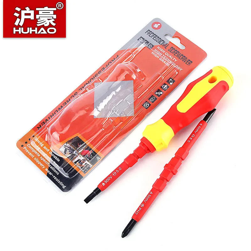 HUHAO Tools Kit Multi-Purpose Electrician Insulated Screwdriver Bits Slotted Cross Head Magnetic Screwdriver Bit Set PH1 PH2