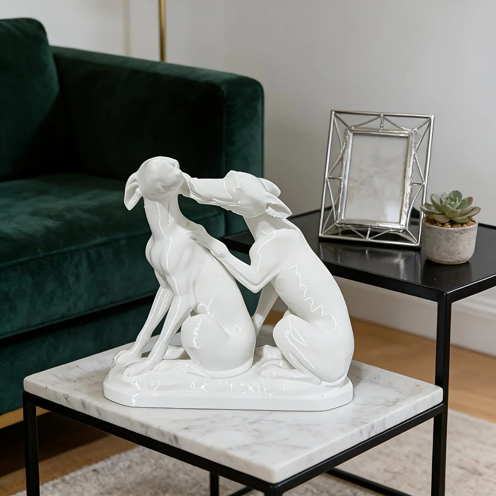 Escultura romana con dos cachorros íntimos e interactivos, estatua de un capullo Tauri y adorable adorno para amantes de los perros