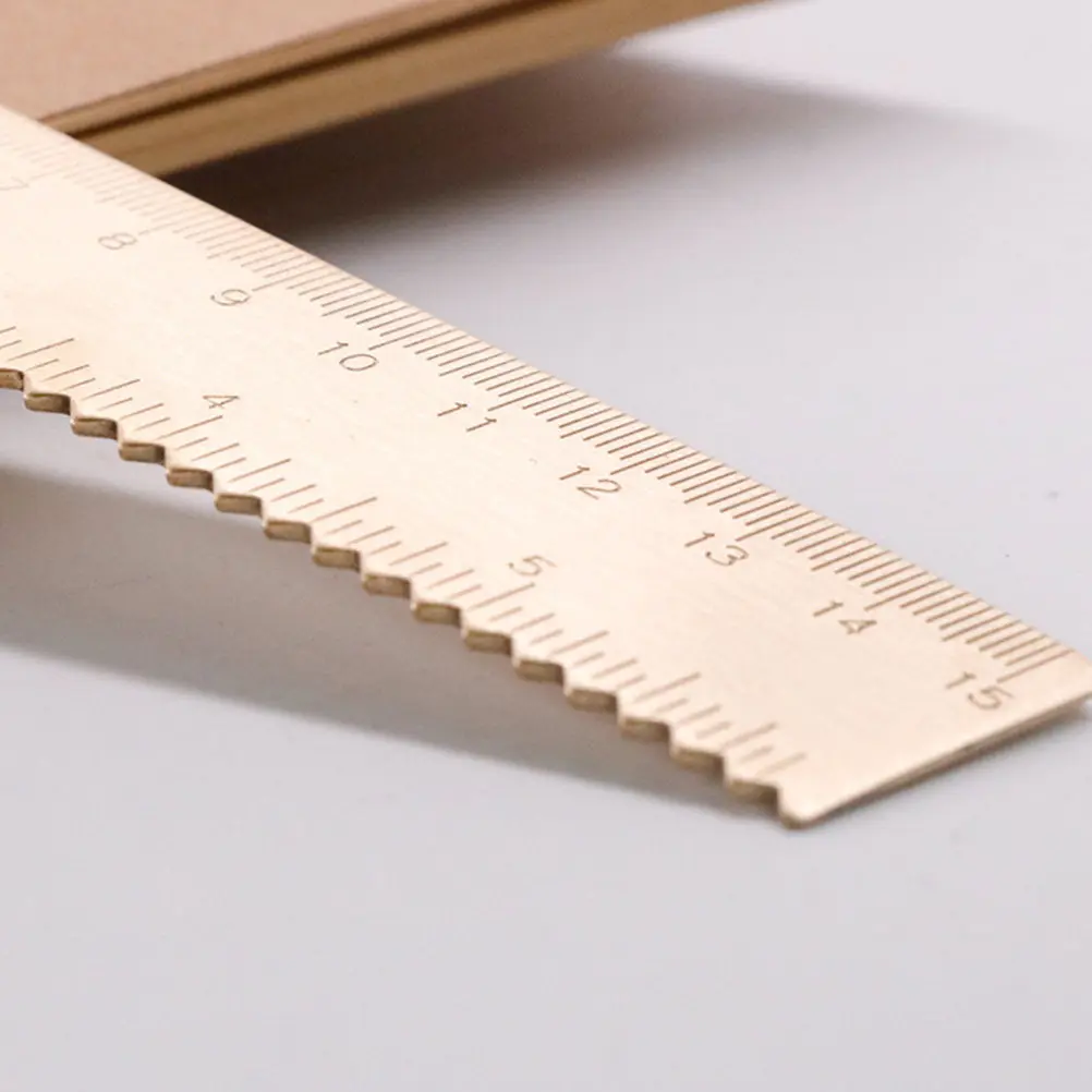 1Pcs Professional Brass Straight Ruler Heavy-Duty Material Clear Markings Rectangular Layout Tool for School Students Drafting