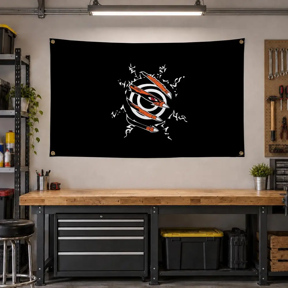 Anime Ninja Emblem Shonen Flags Personalized Banner Flag Room Dorm Camping Picnic Garage Bar Outdoor Wall Decor