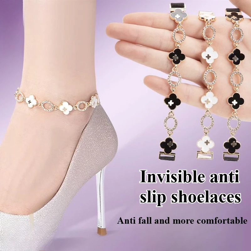 Invisible Adjustable Fixing Shoe Belts Transparent Rhinestone High Heel Shoe Laces Straps Holding Loose Ankle Shoe accessories