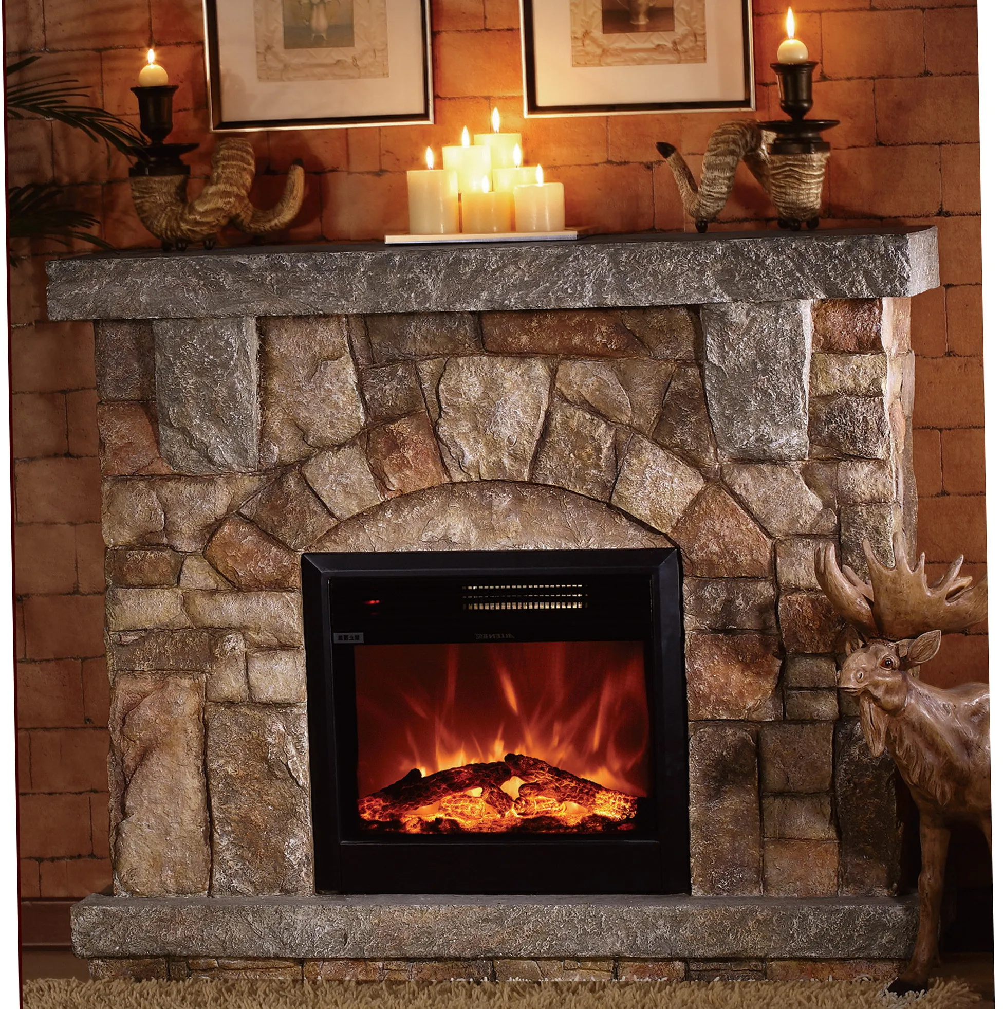 Elegant Wall Mounted Fireplace with LED Flame Effect Remote Timer Customizable for Modern Apartments