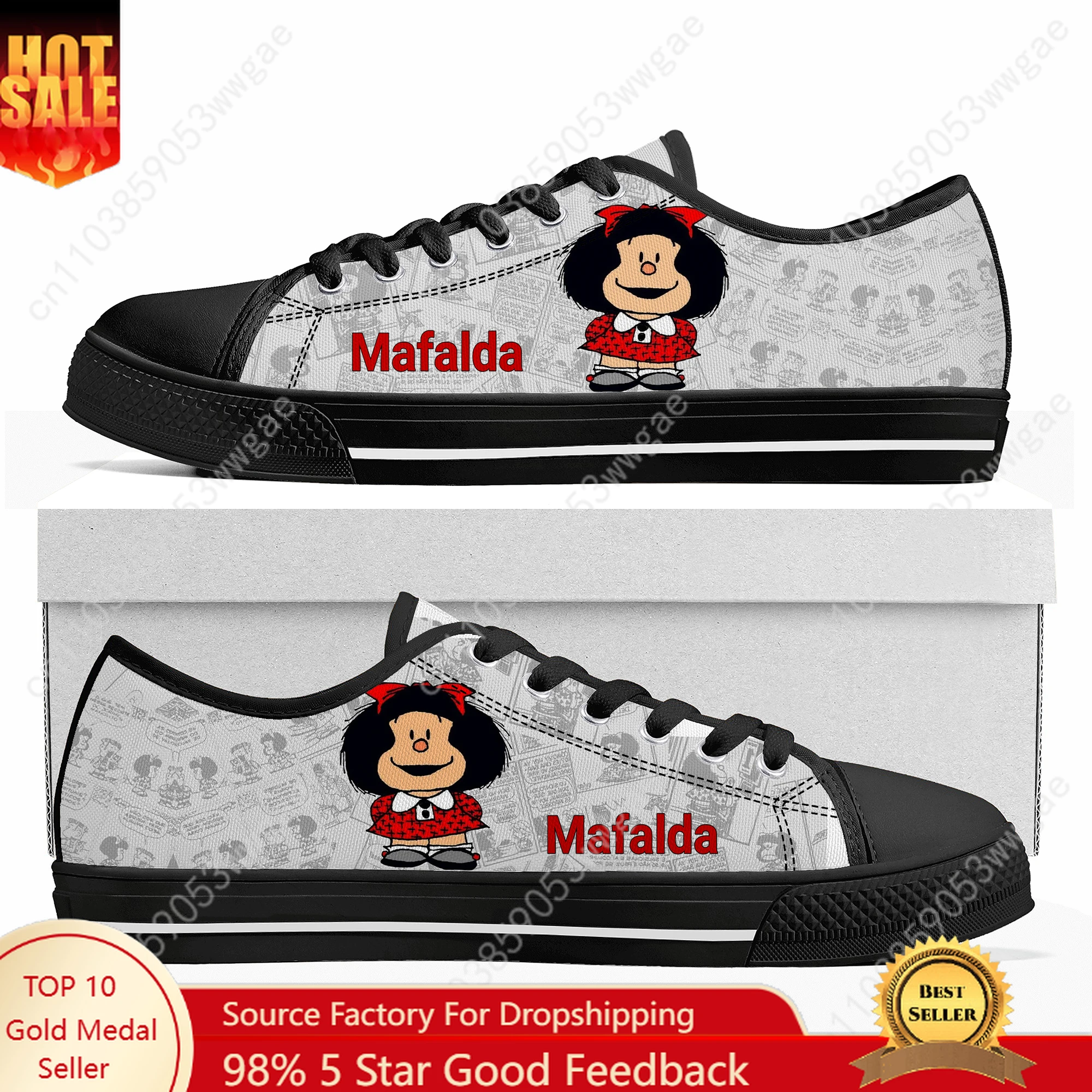 

Mafalda Low Top Sneakers Mens Womens Teenager Canvas Sneaker Comfortable Fashion Casual Couple Shoes Cartoon Customized Shoes