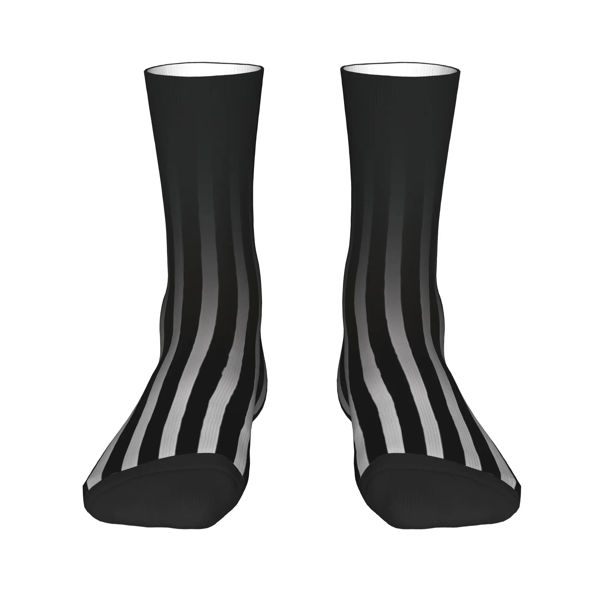 Gradient Black White Vertical Stripe Stockings  Printed Kawaii Socks Spring Anti Slip Socks Men Running Medium Soft Socks