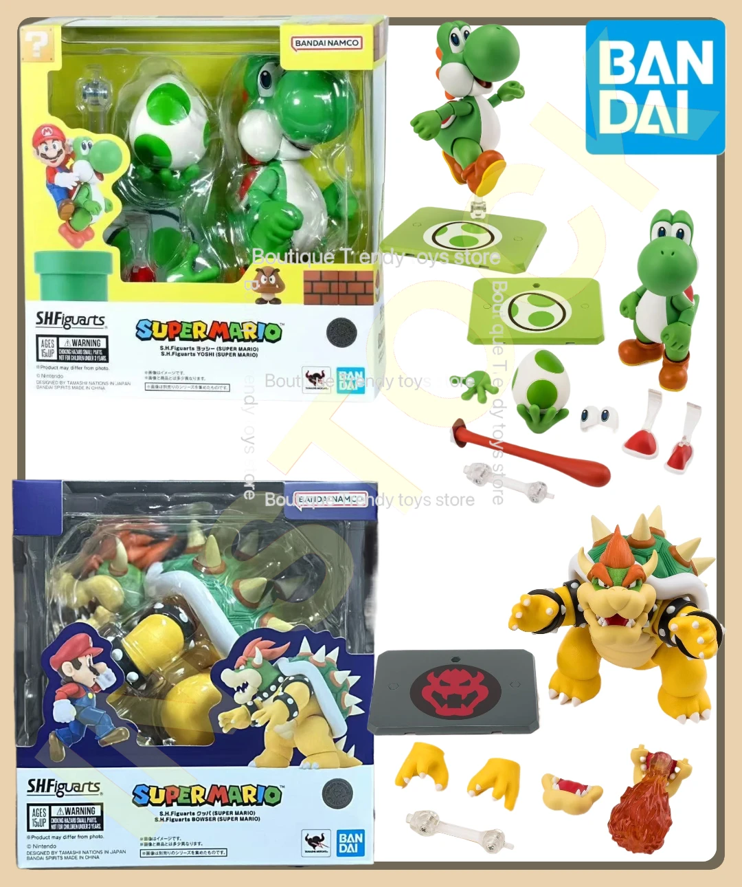

В наличии: Оригинальный конструктор Bandai Super Mario S.H.Figuarts Yoshi, коллекционная фигурка аниме-персонажа, готовая модель, игрушки для мальчиков, подарки