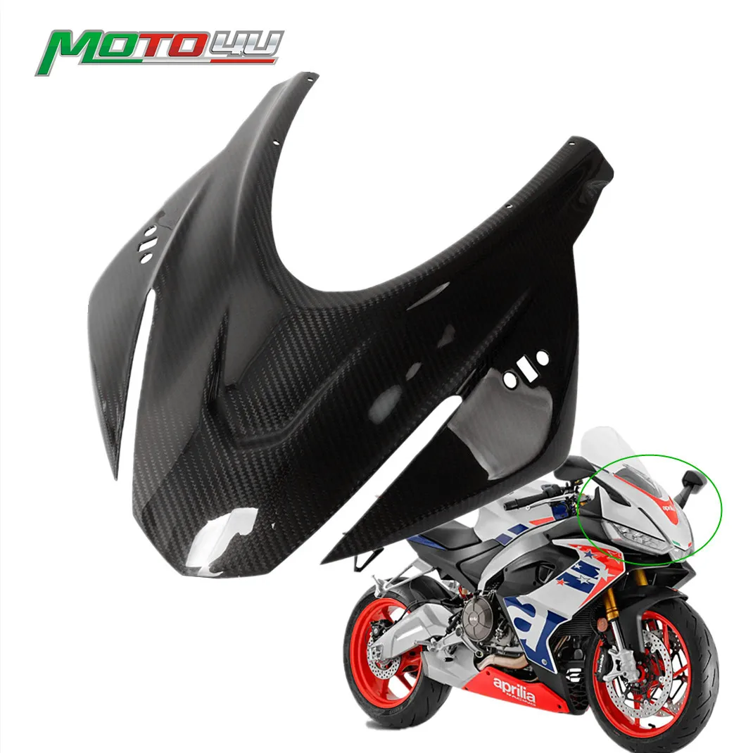 

MOTO4U For Aprilia RS 660 RS660 2020 2021 2022 2023 100% Carbon Fiber Front Upper Fairing Headlight Cowl Nose Panlel Cowl Motor