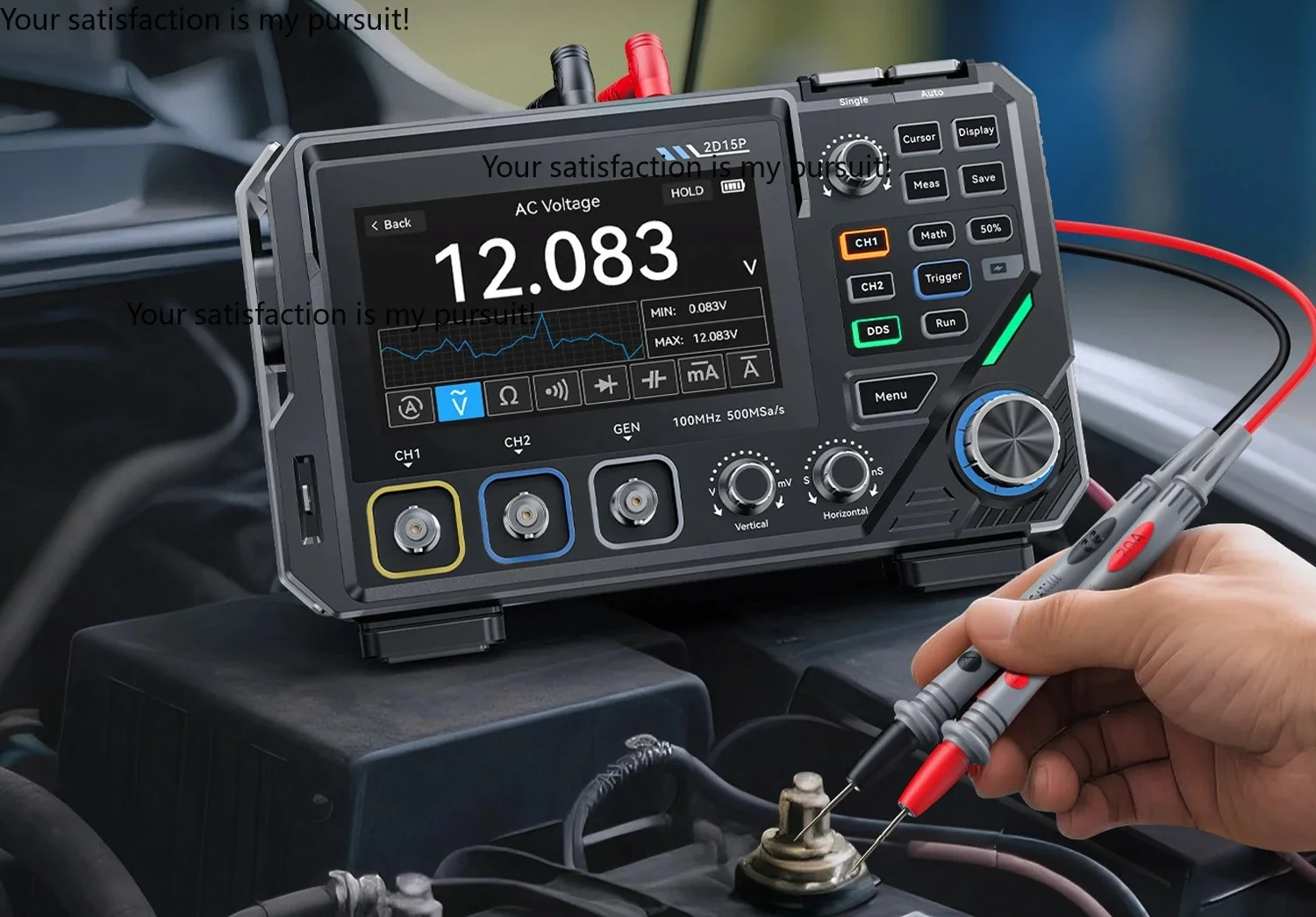 Digital Oscilloscope Multimeter Signal Generator 3IN1 Touch Screen 2Channel 100MHz Bandwidth 500MSa/s 20000 Counts