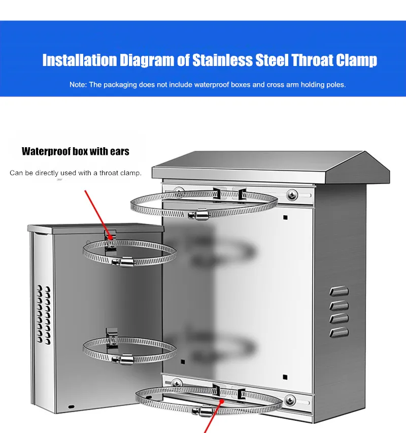 Stainless Steel Hose Clamp Adjustable Fuel Line Worm Clamp Tightening Locking Clip Security Camera Mount Holding Hoop Bracket