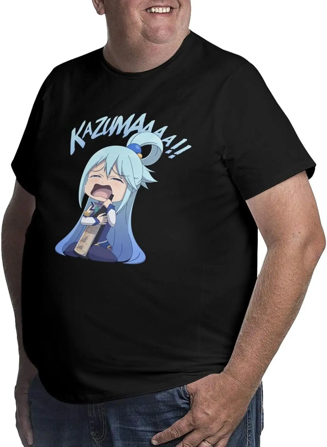 Konosuba Aqua Big Size T Shirt Man'S Summer Loose Crew Neck Tee Casual Short Sleeve T-Shirts