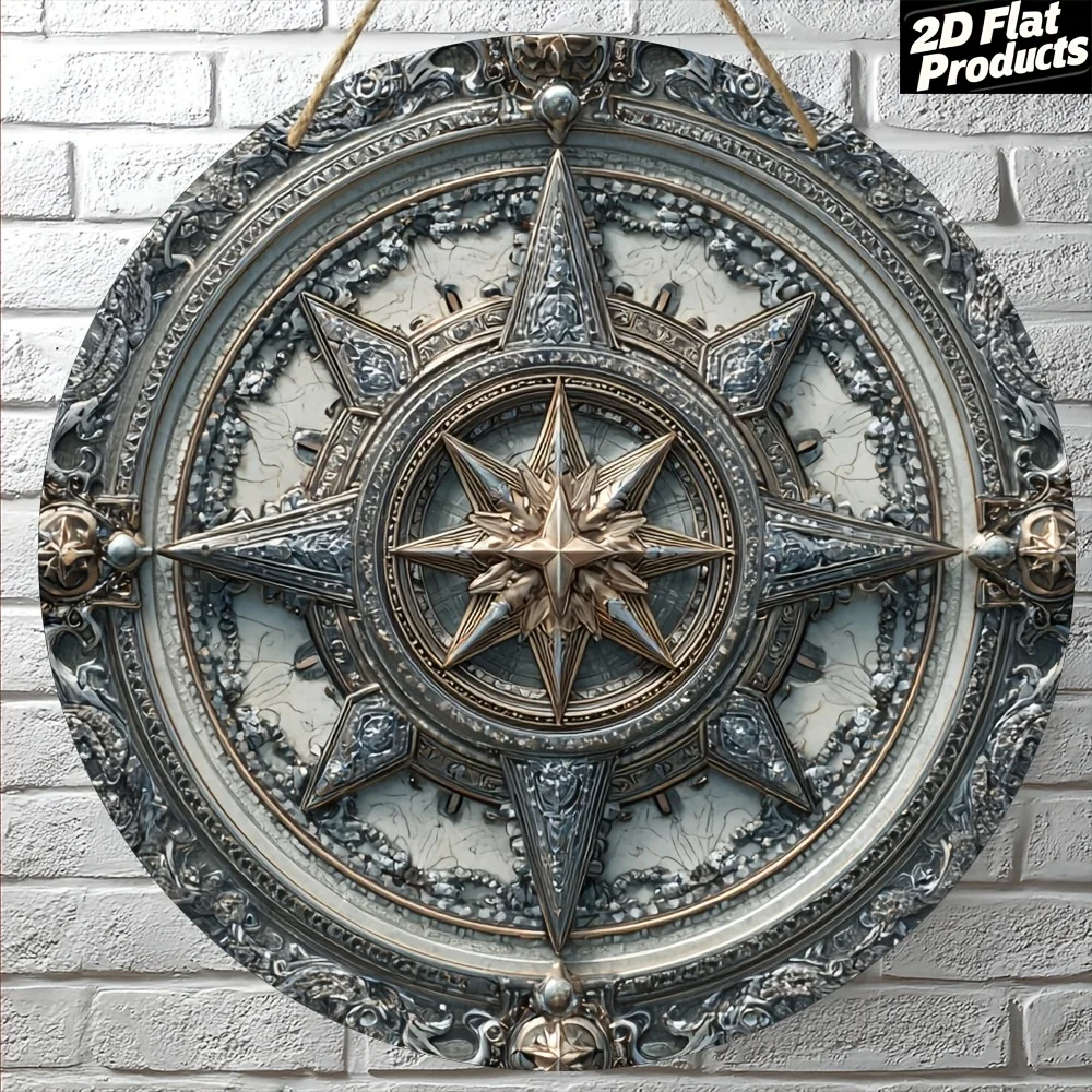 2D Flat, Pendants, Drops & Finials, Round Wooden Board Decorative Painting Sign Plaque, Nautical Theme, Suitable for Bar, Kitche