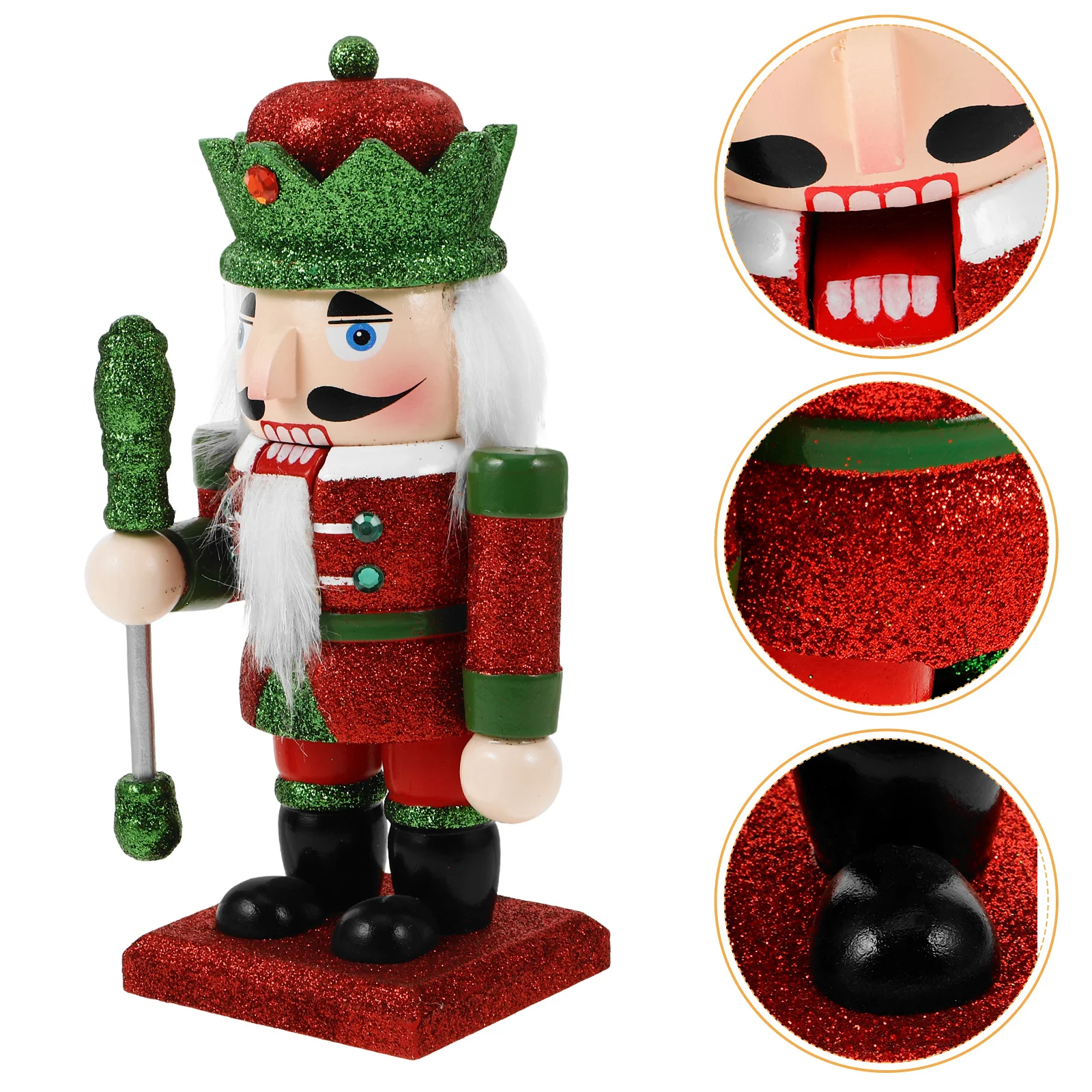 

Wooden Nutcracker Soldier Traditional Christmas Decoration Glitter Accents Holiday Table Decor Xmas Nutcracker