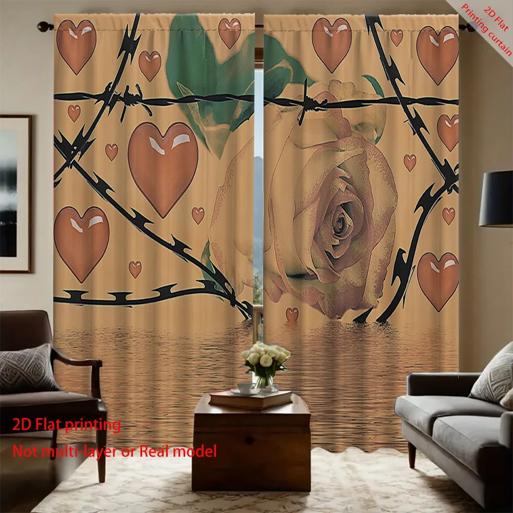 

Rose patterned printed curtains, dreamy hippie home decor, bedroom, living room, dormitory, office sunshade curtains