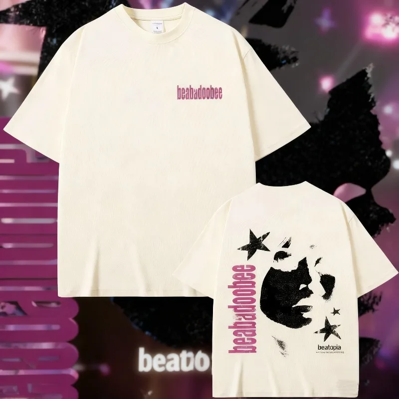 

2025 Summer Beabadoobee Face Graphic 100% cotton printed T-shirt Men Clothing Hip Hop Fashion Pop Music Unisex Casual Vintage