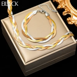 EILIECK 316L catene in acciaio inossidabile a 3 colori che attraversano il braccialetto della collana per le donne Set di gioielli a catena impermeabile di moda per ragazza regalo