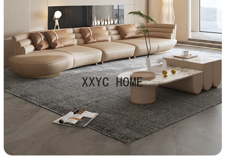 

Итальянская кожаная диванная группа класса люкс, современная, минималистичная, изогнутая угловая диванная группа для гостиной