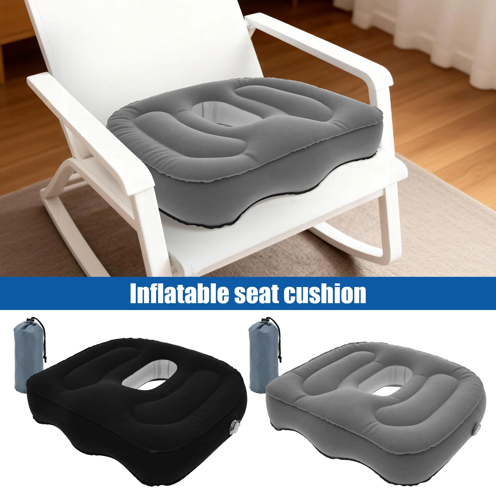PVC Inflatable Seat Cushion Lightweight Chair Cushion Perforated Design Anti Pressure Ulcer Cushion for Car Office Chair Home