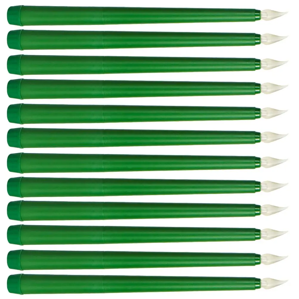 

12 Pcs Taper Candles Green Electronic Light Artificial Lights Christmas Decorations