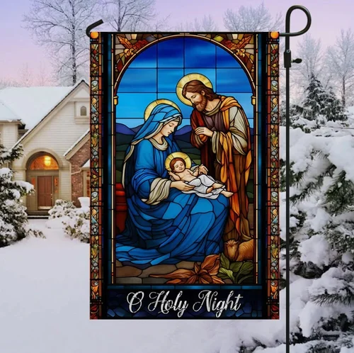 Jesus Christmas Flag Oh Holy Night Nativity Scene Flag Garden Flag, House Flag IIX WZZ yyi
