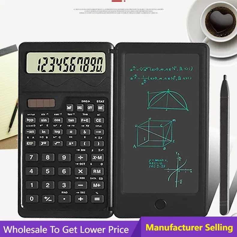 Solar Scientific Calculator with LCD Notepad Office School Students Functions Professional Portable Foldable Calculator