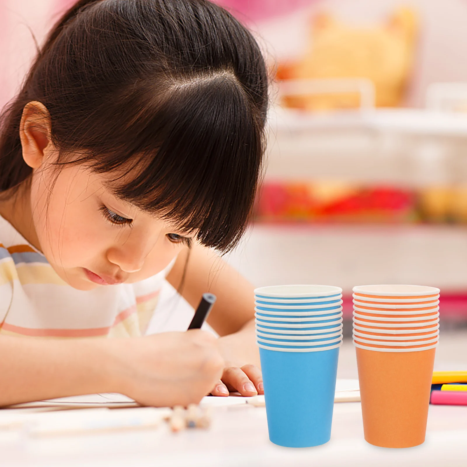 50 قطعة أكواب ورقية سميكة ملونة آمنة صديقة للبيئة للأطفال DIY بها بنفسك الفن الحرفية المواد اليدوية أكواب ورقية للاستعمال مرة واحدة الفصول الدراسية