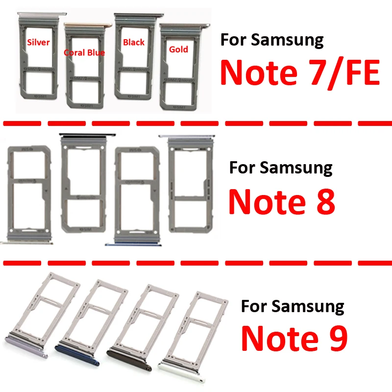 For Samsung Note 8 9 7 FE Phone New Micro SD 2 SIM Card Tray Holder Slot Part For Samsung N935 N950 N960 With Tools