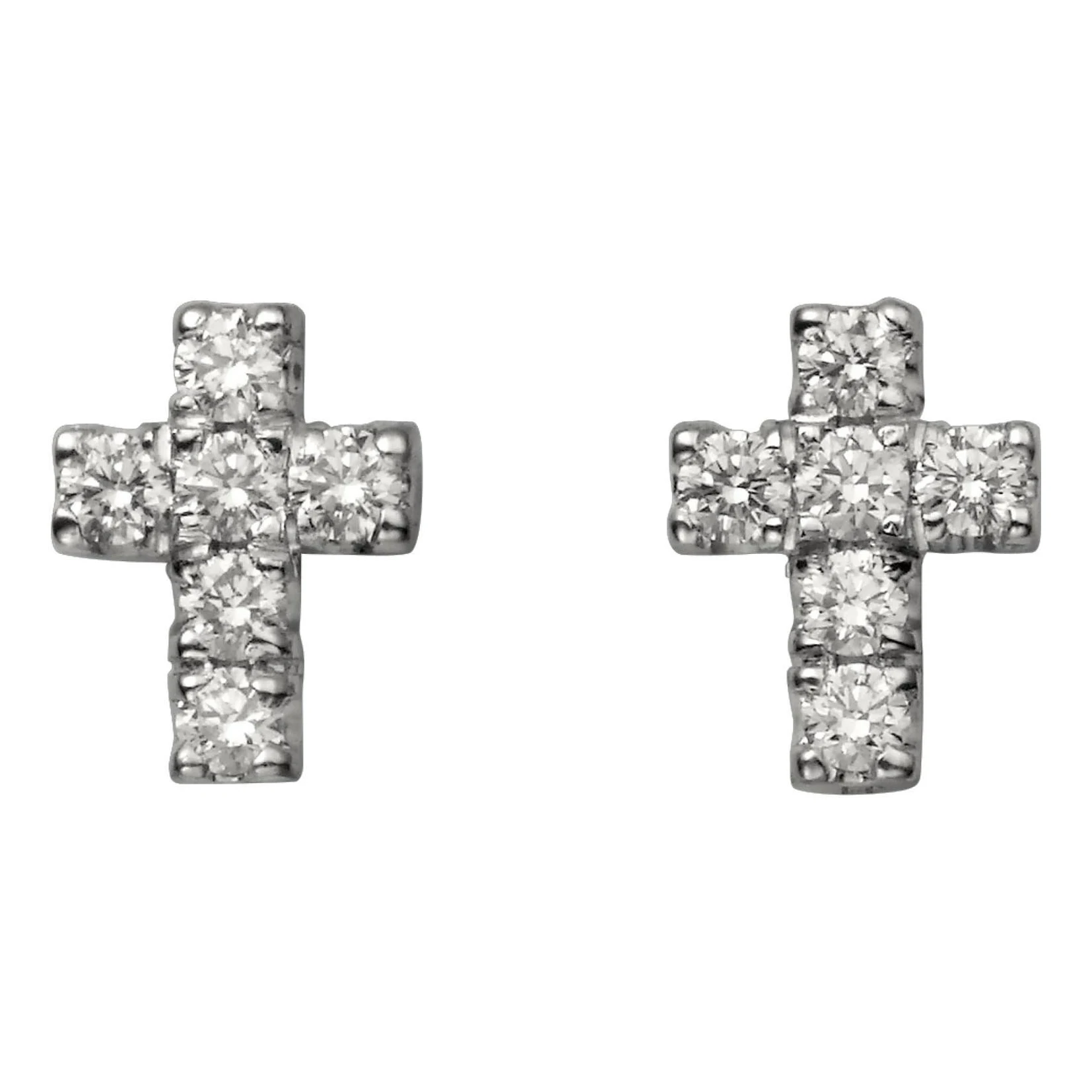 1.4mm each Lab Grown Diamond Cross Earrings 18K Yellow Gold  DEF Color VS-VVS Wedding Earrings For Women