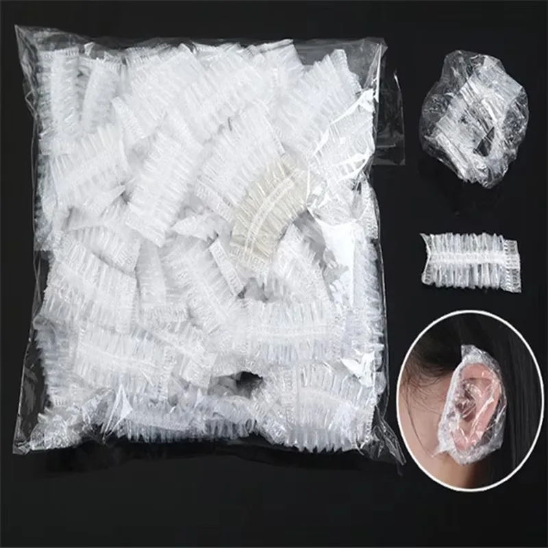 100Pcs Disposable Hair Dye Earmuff Waterproof Ear Cover Baking Oil Wash Shower Bathing Barber Hairdressing Cleaning Accessories
