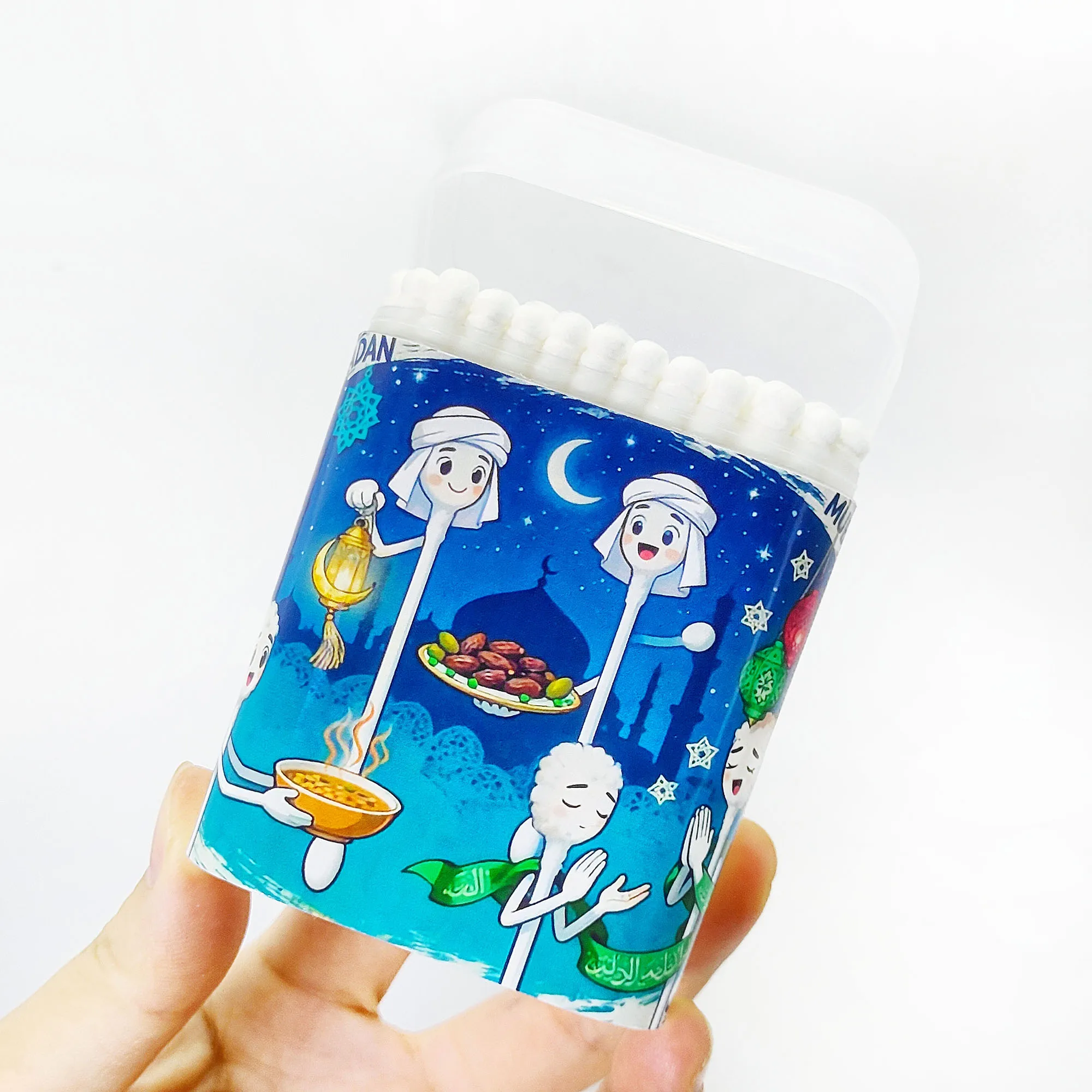 200개의 추석 테마 면봉, 양면 나사형 스푼, 면봉 및 휴일 테마 면봉.