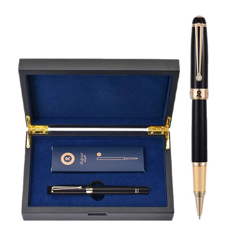 

Ручка-роллер Montagut 2000 Luxury Elite с золотой отделкой, коллекционная, для подписи, в подарочной коробке