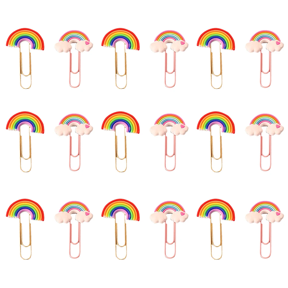 

20pcs Bookmark Pins PVC Smooth Multi Use Paper Clips Cute Rainbow Office Large Paper Clips Stationery Accessories