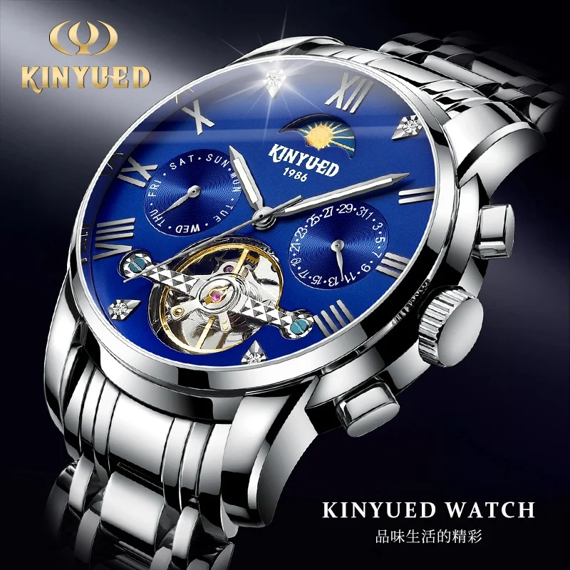 KINYUED-Montre mécanique multifonctionnelle pour homme, automatique, étoile Shoous