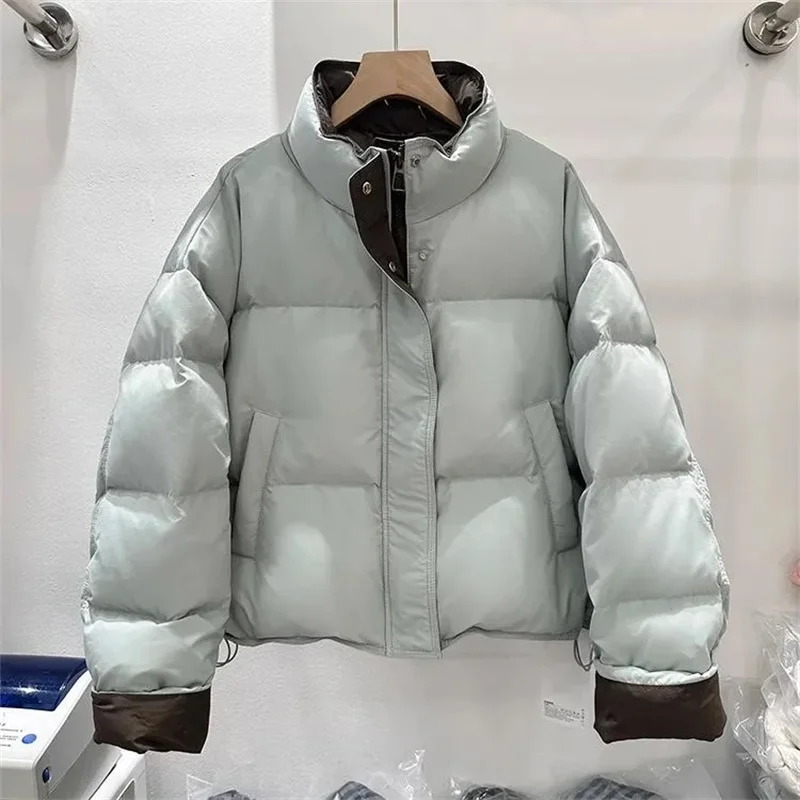 

Women Winter Cotton Jacket 2025 New Fashion Short Parka Coat Thick Stand Collar Cold Protection Keep Warm Overcoat Versatile