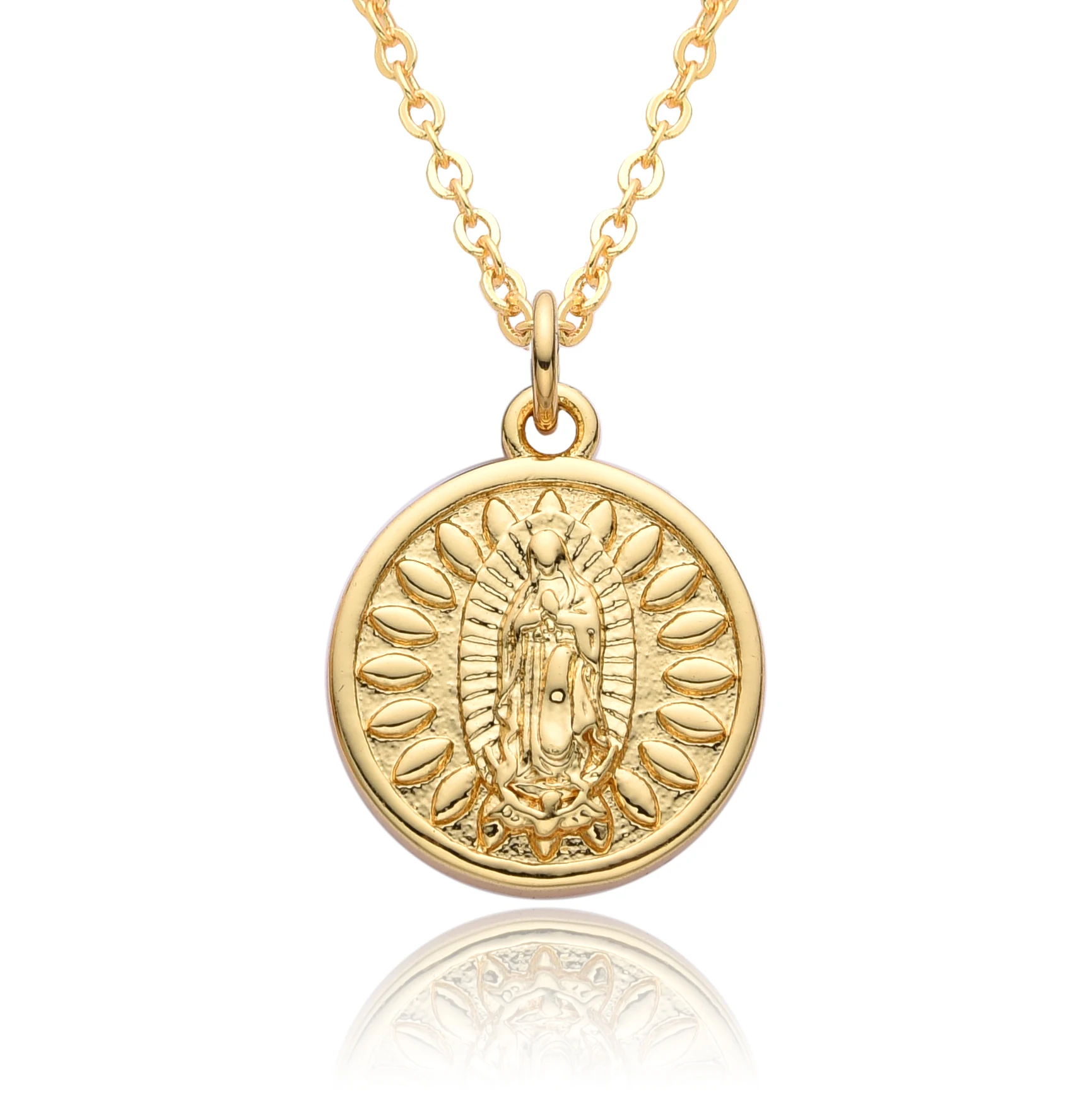 Copper Gold Plated Santa Rosalia Coin Charms Saint Benedict Medal Necklace Catholic Jewelry Pendant for Women Men Gift Wholesale
