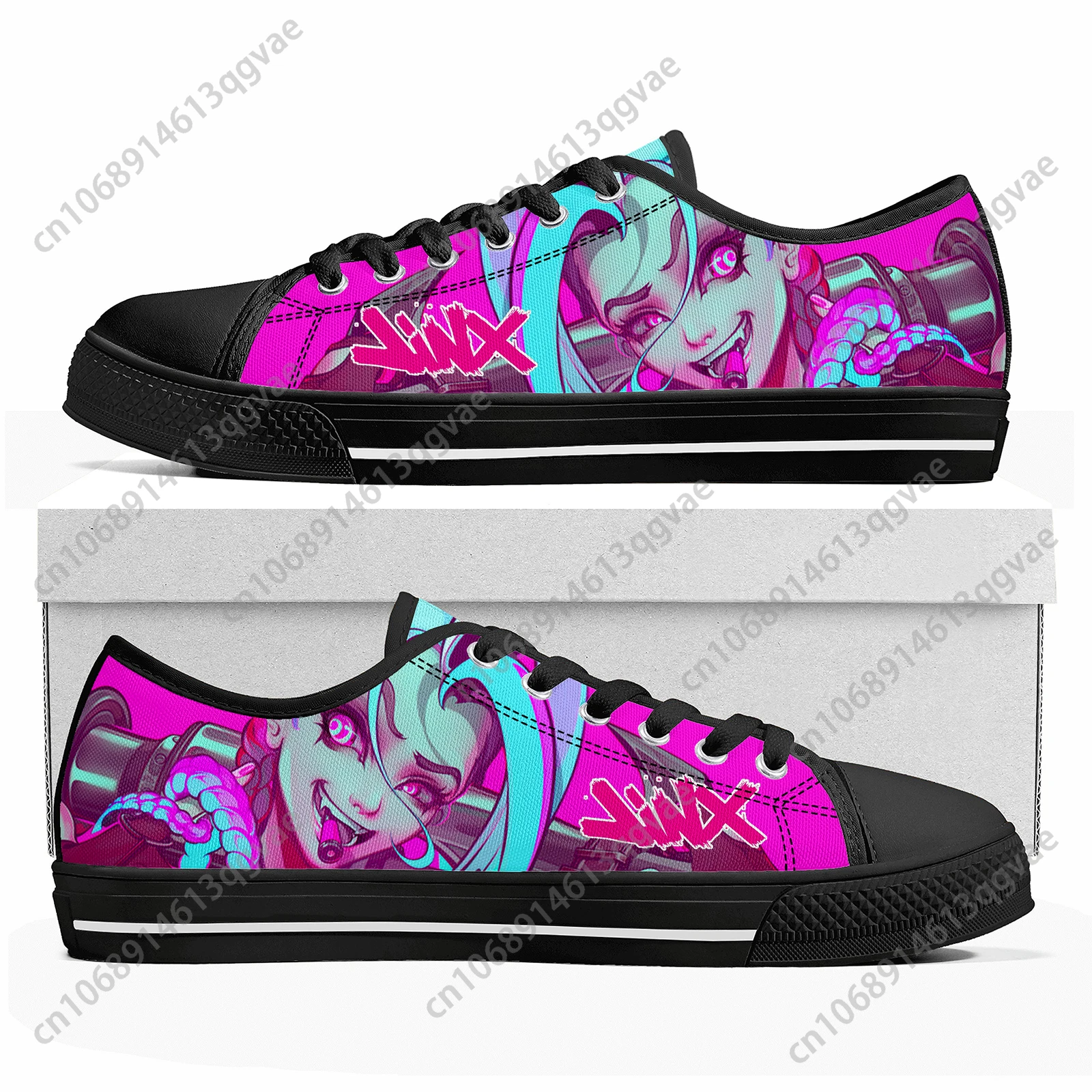 Hot Anime Game Characters Arcane-Jinx Low Top Sneakers Womens Mens Teenager High Quality Shoes Custom Canvas Sneaker Couple Shoe