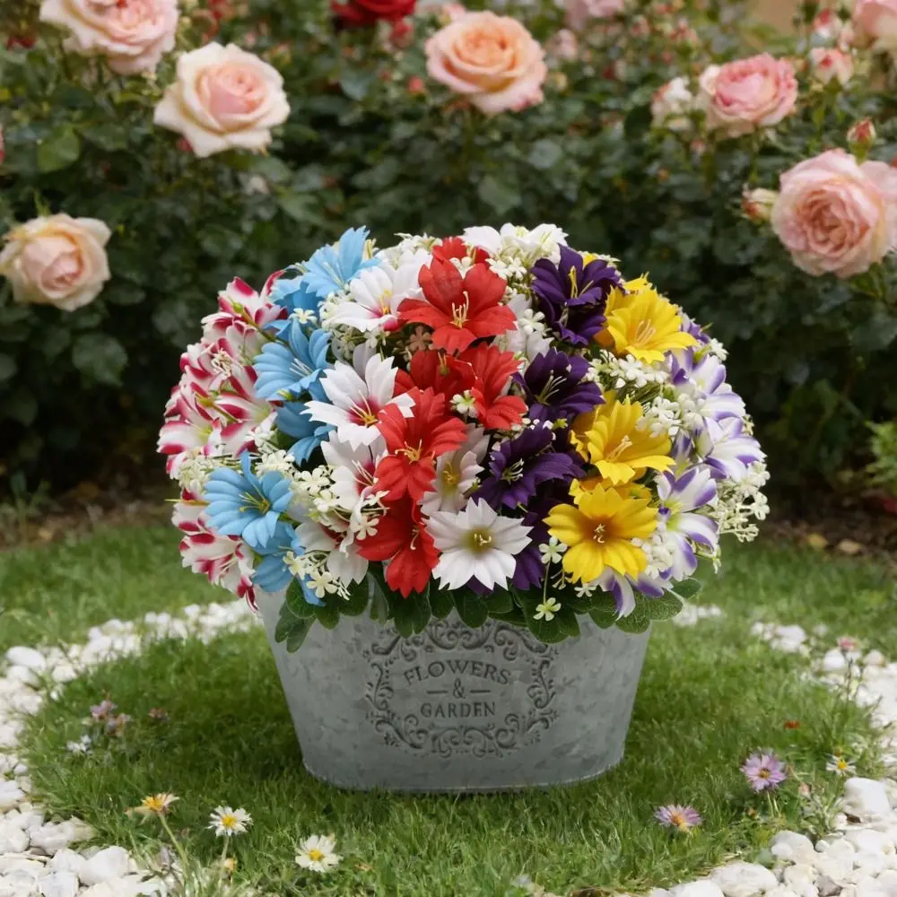 New UV Resistant Artificial Trumpet Flower Handmade Plastic Realistic Faux Blooms Realistic Artificial Flower Home Garden Decor