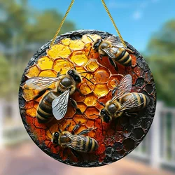3D bees in labor,hive art stained window hanging,sun catcher,sunshade,bee sign,gift for family,garden,house,home,door welcome