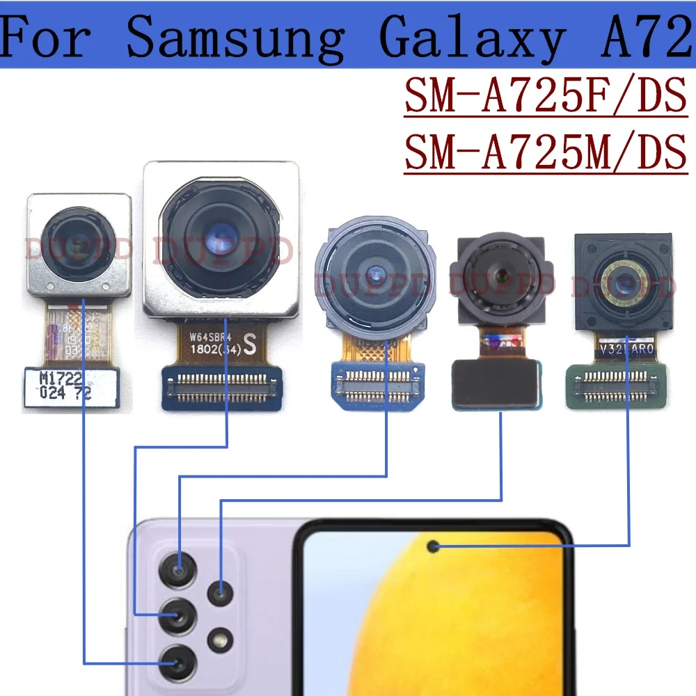 Rear Camera For Samsung Galaxy A72 A725F A725M 4G 5G Front Facing Telephoto Back Main Wide Camera Module Flex Cable