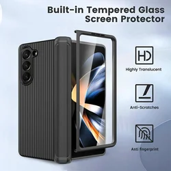 Hinge Luggage With Shell Membrane Built-in Tempered Glass Screen Phone Cases For Samsung Galaxy Z Fold5 Z Fold4 Z Fold3 Case