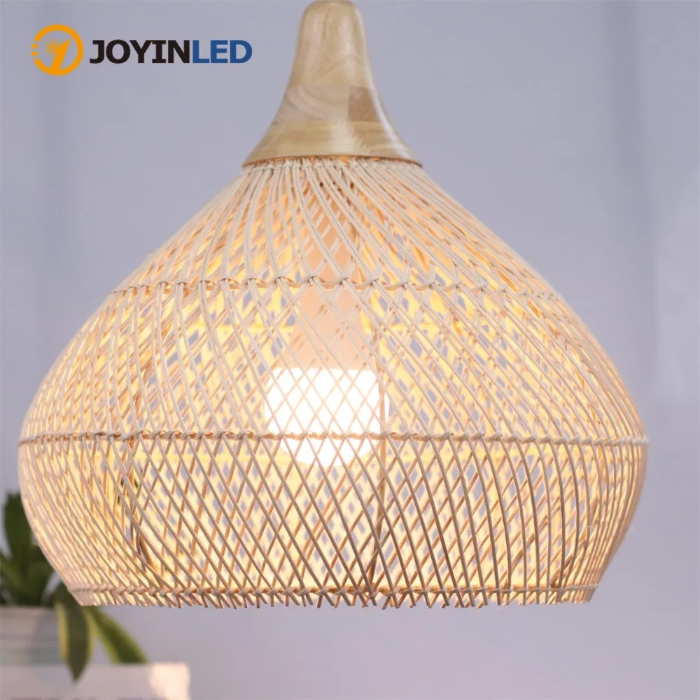 

JOYINLED Pendant Lamps Vintage Handmade Rattan Lamp Japanes Style Lighting for Kitchen Island Loft Dining Room Restaurant Light