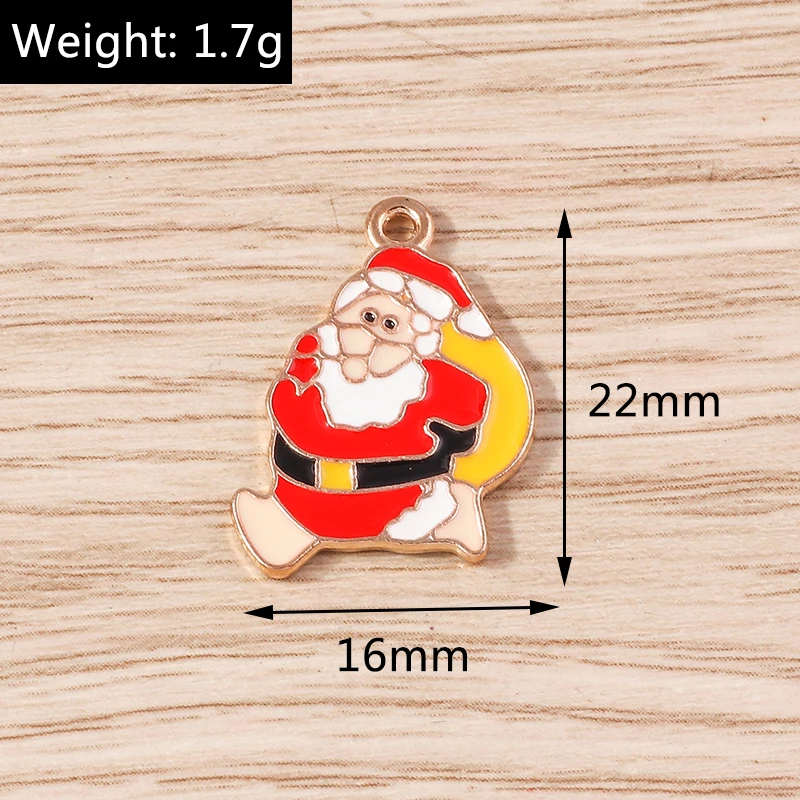 10 Stück 16x22mm Niedliche Weihnachts-Weihnachtsmann-Anhänger für Schmuckherstellung Neujahr Ohrringe Halsketten DIY Bastelzubehör – Detail 1