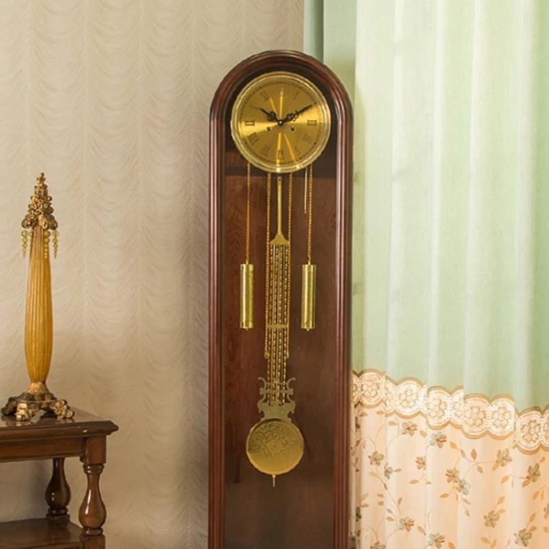 Solid wood vertical pendulum clock, retro simple European mechanical clock, modern new Chinese living room timekeeping clock