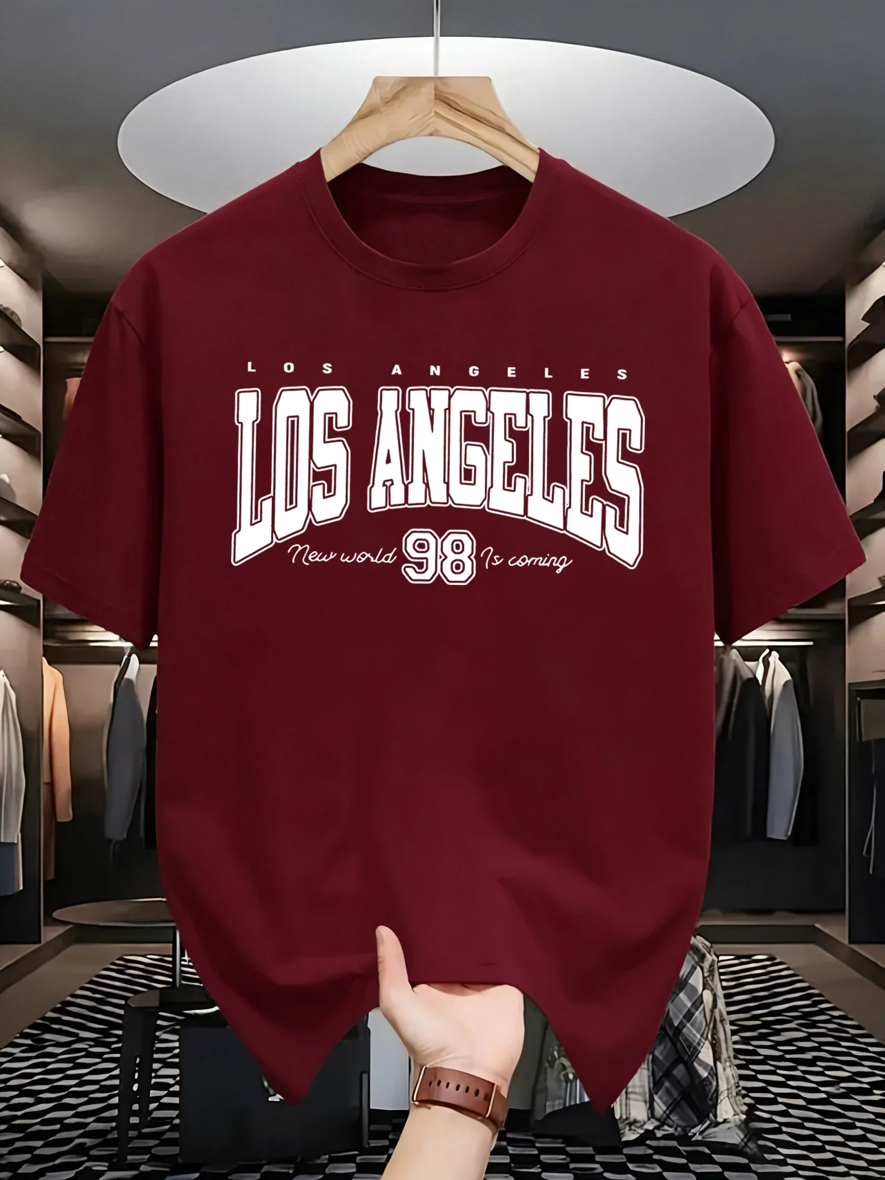 Los Angeles New World Is Coming T-Shirt Men Fashion Loose Cotton Short Sleeve O-Neck Summer Clothes Unisex Casual Streetwear