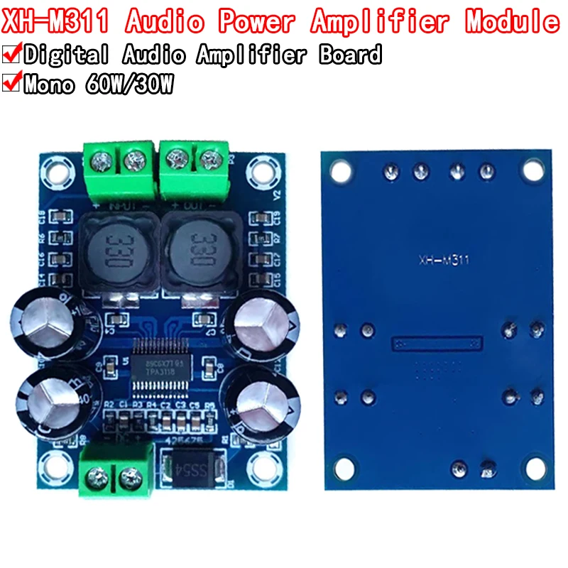 XH-M311 Mini Digital Amplifier Board TPA3118 Audio Amplifier Board Audio Power Amplifier Module Mono 60W