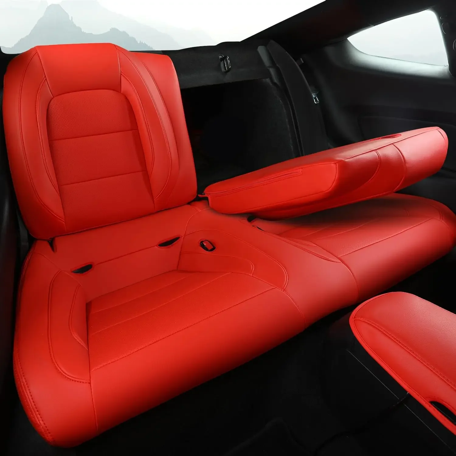 Maßgefertigter Spezial-Autositzbezug für Ford Mustang Coupe Hardtop 2015 bis 2024, Leder-Autositzschutzbezug, Autozubehör – Detail 3